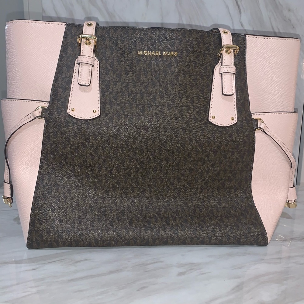 Michael Kors brown and pink shoulder bag
